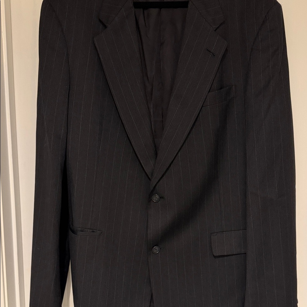 Gorgeous Black Pinstripe Men's Suit Jacket and Pants